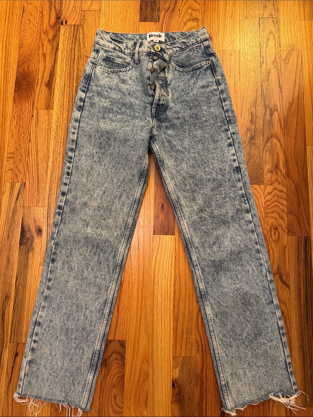 Rouje Light Blue Acid-Wash Straight Jeans